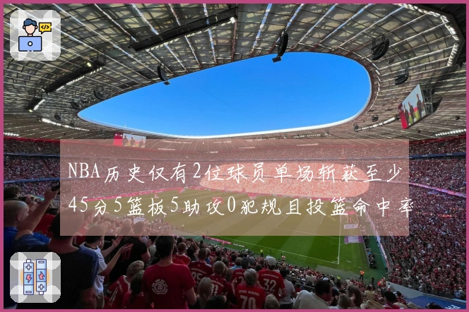 NBA历史仅有2位球员单场斩获至少45分5篮板5助攻0犯规且投篮命中率超过75%：伦纳德与大帅